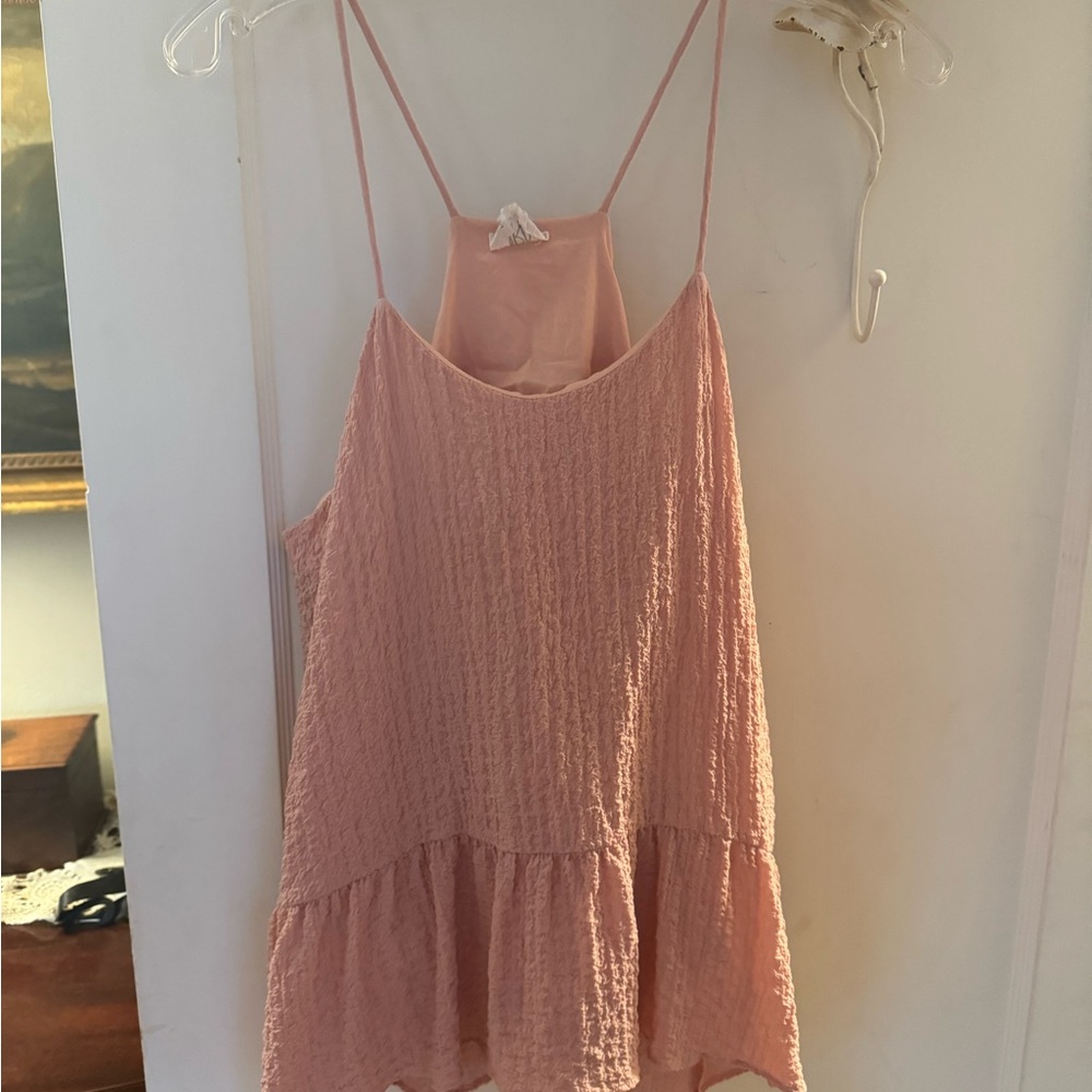 Anthropologie Blush Pink Textured Spaghetti-Strap Tank